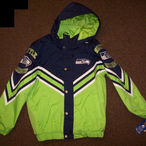 Seattle SEAHAWKS Starter Hooded Jacket S M L XL 2X - Picture 2 of 12